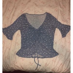 Blue and White Cute Aero Crop Top/Blouse